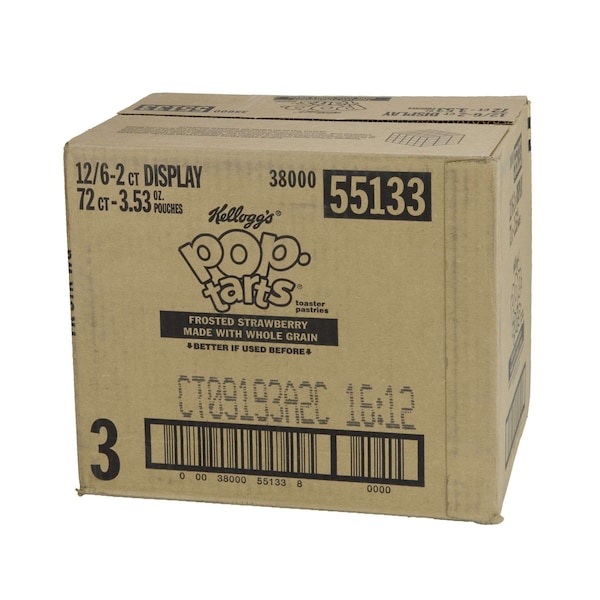 Galleta de fresa integral glaseada Kellogg's Pop-Tarts 2 piezas, paquete de 72 - 3800055133