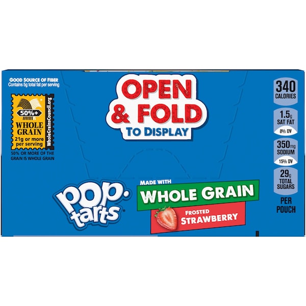 Galleta de fresa integral glaseada Kellogg's Pop-Tarts 2 piezas, paquete de 72 - 3800055133