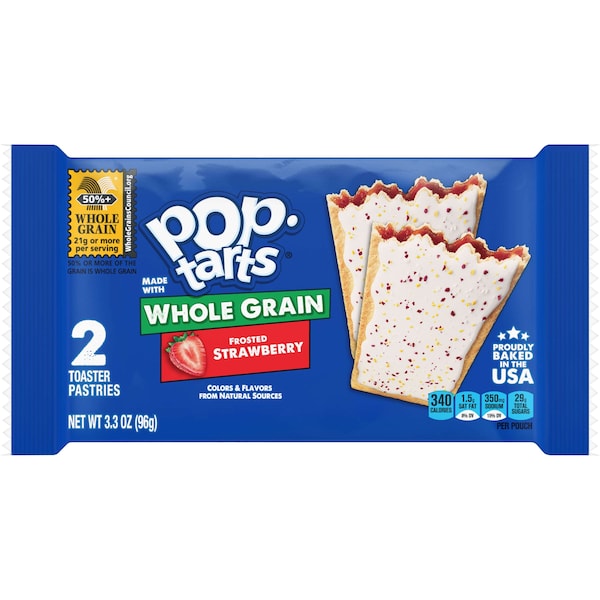 Galleta de fresa integral glaseada Kellogg's Pop-Tarts 2 piezas, paquete de 72 - 3800055133