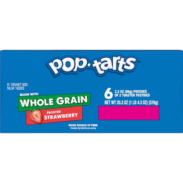 Galleta de fresa integral glaseada Kellogg's Pop-Tarts 2 piezas, paquete de 72 - 3800055133