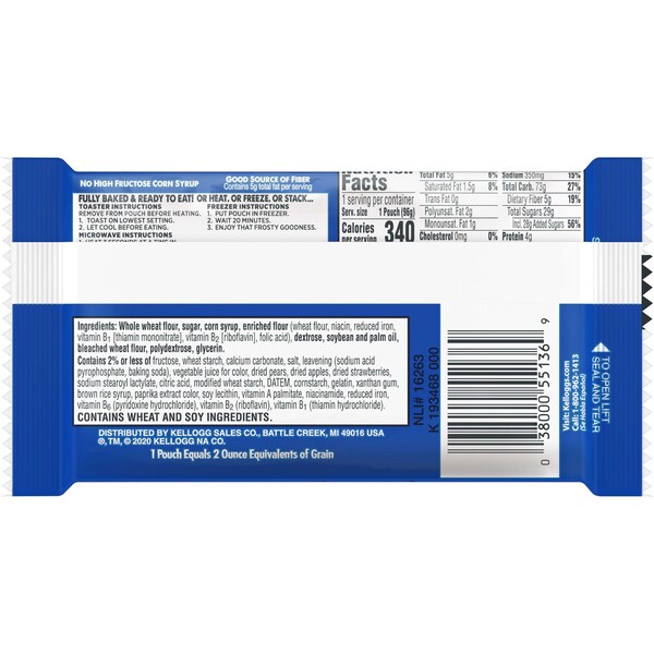 Galleta de fresa integral glaseada Kellogg's Pop-Tarts 2 piezas, paquete de 72 - 3800055133