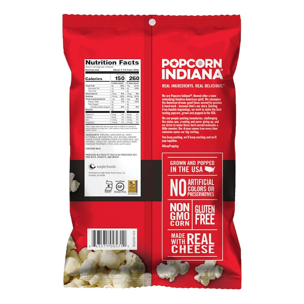 Palomitas de Maíz Popcorn Indiana Aged White Cheddar 1.7 oz., paquete de 6 - 8435710054