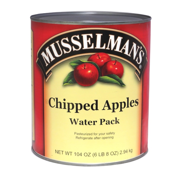 Manzanas picadas en agua en lata de 104 oz. de Musselmans, paquete de 6 - FFSLR1100MUS01