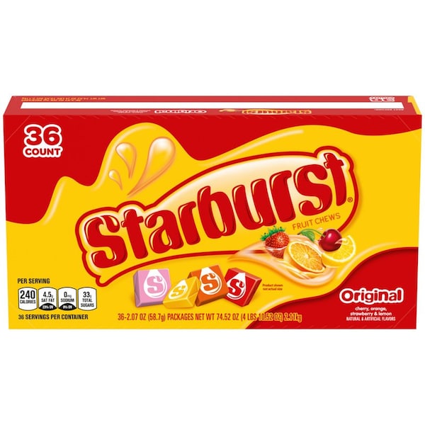 Caramelo masticable original de frutas Snickers Starburst 2.07 oz - 108223