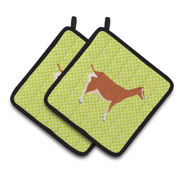 Carolines Treasures Toggenburger Goat Green Pair of Pot Holders - BB7707PTHD