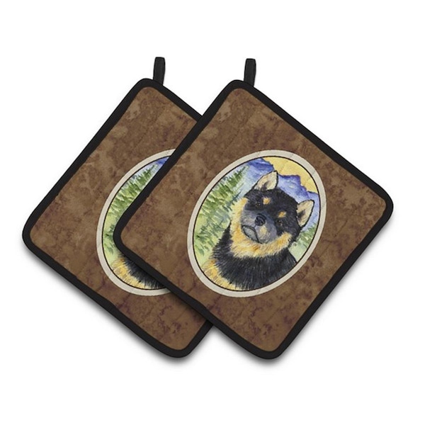 Carolines Treasures Shiba Inu Pair of Pot Holders, 7.5 x 3 x 7.5 in. - SS8274PTHD