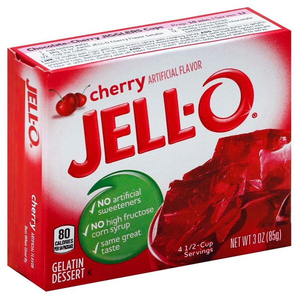 Gelatina de Cereza en Polvo Instantánea Jell-O 3 oz., Paquete de 24 - 00043000200735