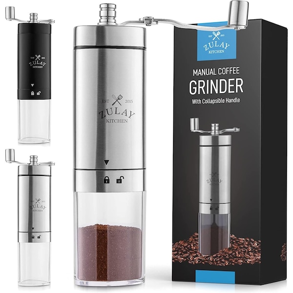 Zulay Kitchen New Manual Coffee Grinder, Folding Handle  Stainless Steel - ZULB08BGXLH7R
