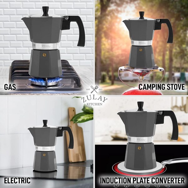 Zulay Kitchen Zulay Moka Pot, 55 Cup  Dark Grey - ZULB07YBKMMXD