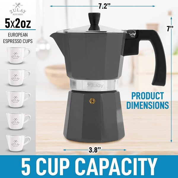Zulay Kitchen Zulay Moka Pot, 55 Cup  Dark Grey - ZULB07YBKMMXD