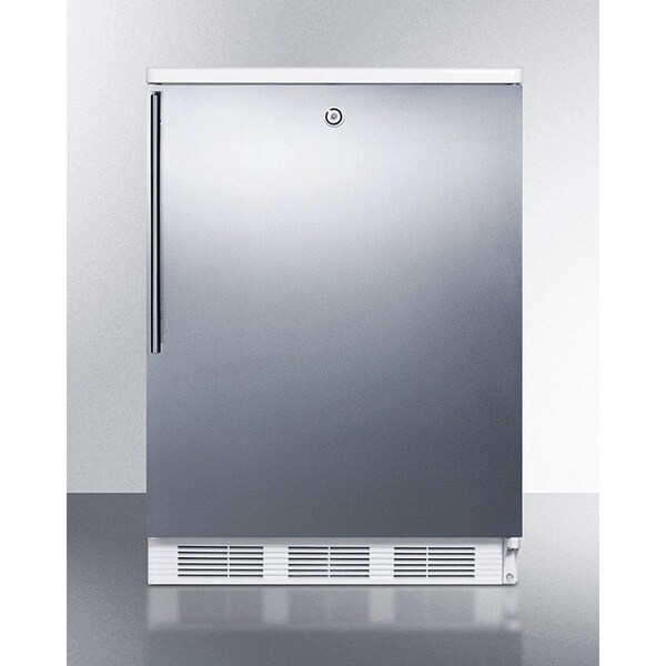 Summit Appliance Div. Summit-Built-In Undercounter Refrigerator-Freezer, White, S/S Door, Thin Handle, Lock - CT66LWBISSHV