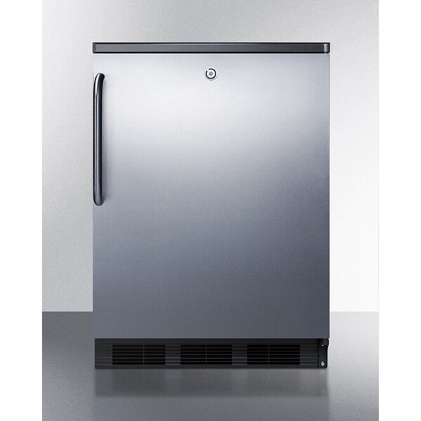 Summit Appliance Div. Summit  Commercial Built In Refrigerator W/Lock 5.5 Cu. Ft. Black/Stainless Steel - FF7LBLKBISSTB