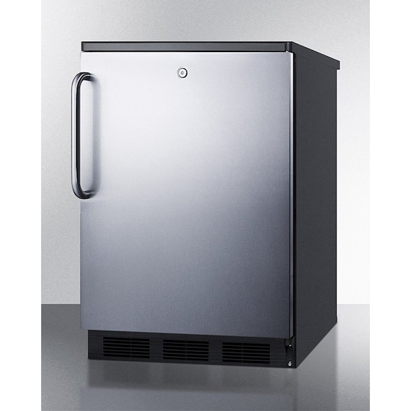Summit Appliance Div. Summit  Commercial Built In Refrigerator W/Lock 5.5 Cu. Ft. Black/Stainless Steel - FF7LBLKBISSTB