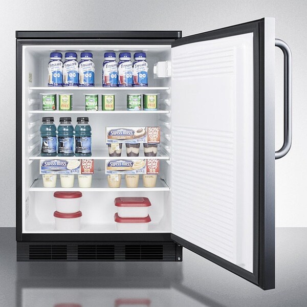 Summit Appliance Div. Summit  Commercial Built In Refrigerator W/Lock 5.5 Cu. Ft. Black/Stainless Steel - FF7LBLKBISSTB