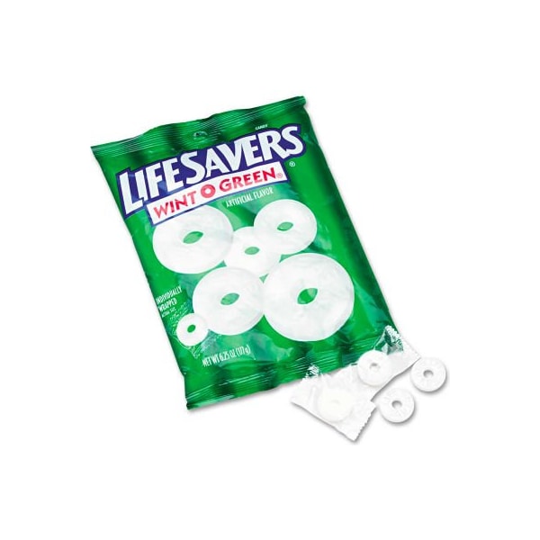 Compañía Wrigley Life Savers¬Æ Dulces Duros, Wint-O-Green, Envueltos de manera Individual, Bolsa de 6.25 oz. - LFS88504