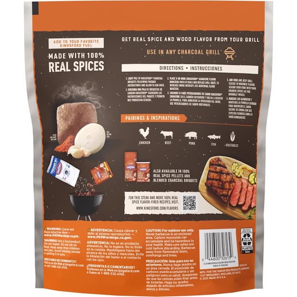 Sabores característicos de Kingsford, todo natural ajo, cebolla, paprika y briquetas de carbón 2 lb - 32613.