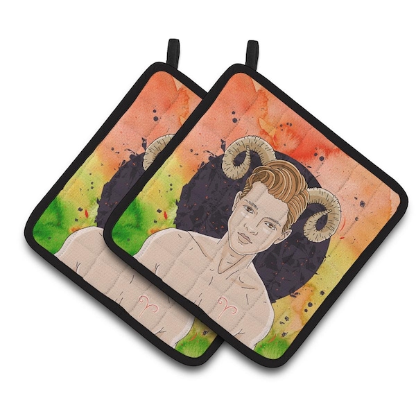Carolines Treasures Aries Zodiac Sign Pair of Pot Holders - BB7317PTHD