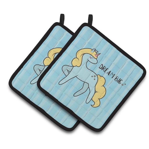 Carolines Treasures Nursery Dream Big Unicorn Pair of Pot Holders - BB7471PTHD