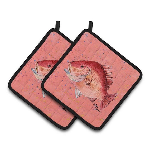 Carolines Treasures Strawberry Snapper Pair of Pot Holders, 7.5 x 3 x 7.5 in. - 8351PTHD