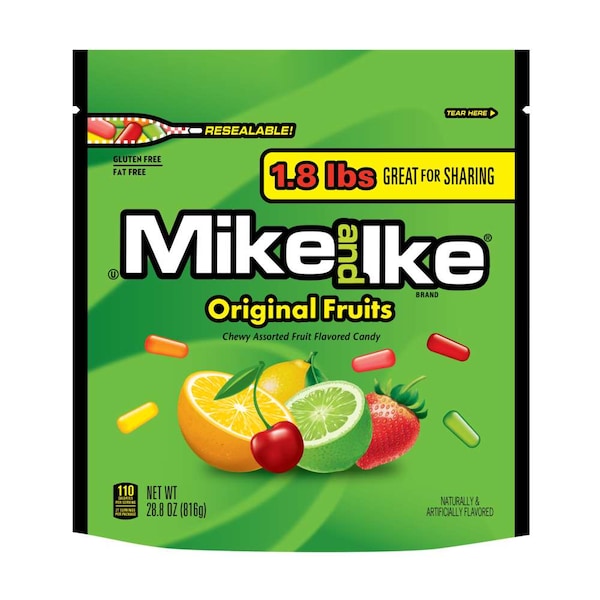 Mike & Ike 28.8 oz. Bolsa de pie de frutas originales, PK6 - 7097049460