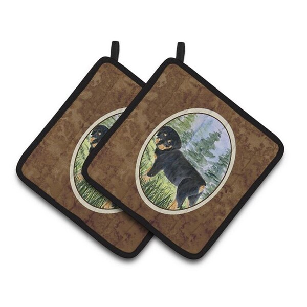 Carolines Treasures Rottweiler Pair of Pot Holders, 7.5 x 3 x 7.5 in. - SS8057PTHD