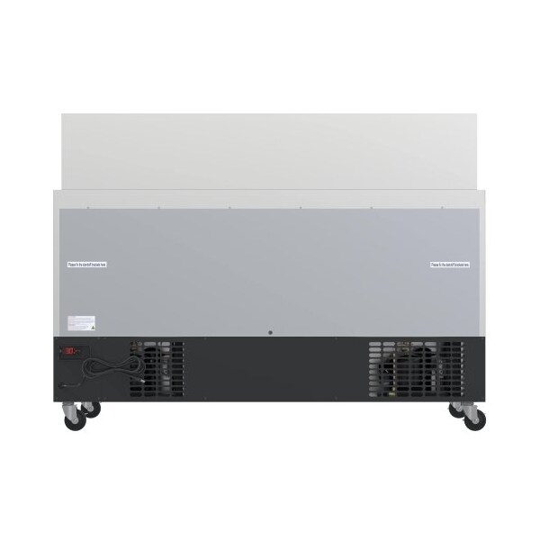 Koolmore Stainless Steel Refrigerated Food Prep Station Table Two Doors with Hood Cover with Mega Top Surface - SPTR-2D-15C-LT