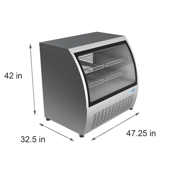 Koolmore 47" Deli Case and Meat Display Refrigerator, Multi-Tiered Shelves, Curved Glass Front - RD18C-SS