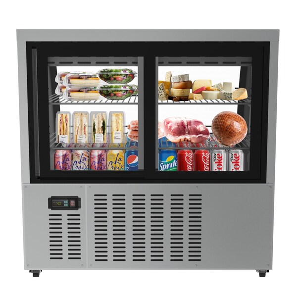 Koolmore 47" Deli Case and Meat Display Refrigerator, Multi-Tiered Shelves, Curved Glass Front - RD18C-SS