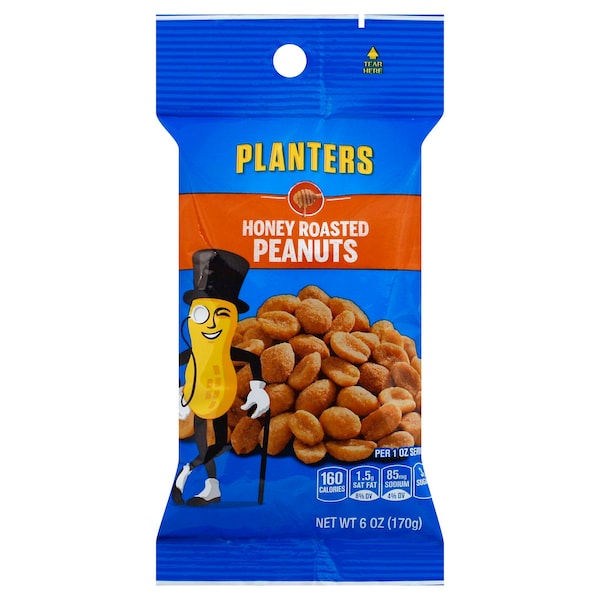 Planters Cacahuates Tostados con Miel 6 oz. Bolsa, Paquete de 12 - 10029000012575