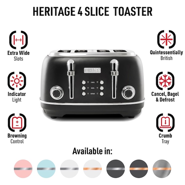 Haden TOSTR STAINLESS STEEL BLACK 1500W 4SLOT - 75096