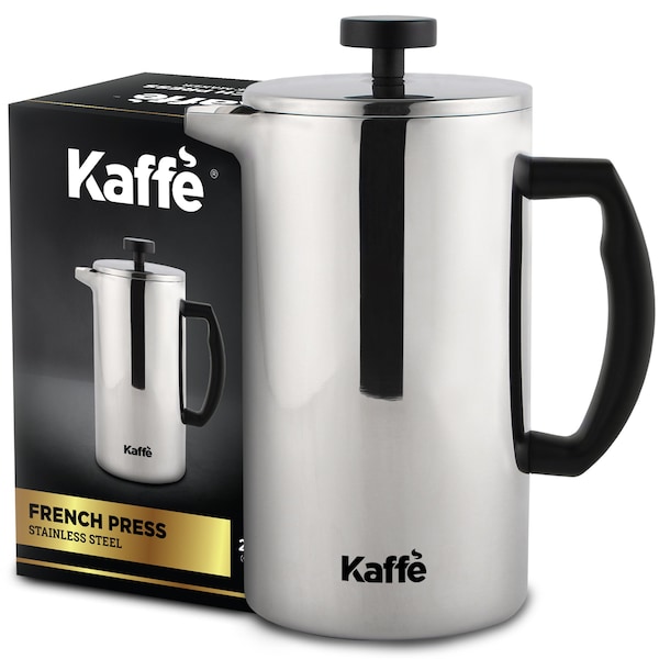 Kaffe Kaffe French Press Coffee Maker. Double-Wall Stainless Steel (6 Cups 0.8L). Extra Filter Included! - KF1020