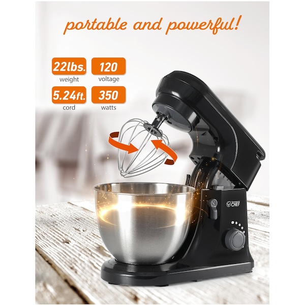 Commercial Chef Electric Stand Mixer 4.7 Quart, 7 Speed Settings - CHSM53MB