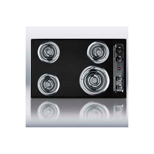 Summit Appliance Div. Summit-30"W 220V Electric Cooktop, Black Porcelain Finish - TEL05