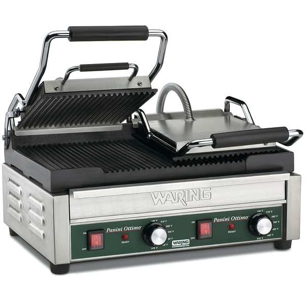 Waring Commercial Ribbed Plates Dual Panini Grill 240V, 3200 Watts - WPG300