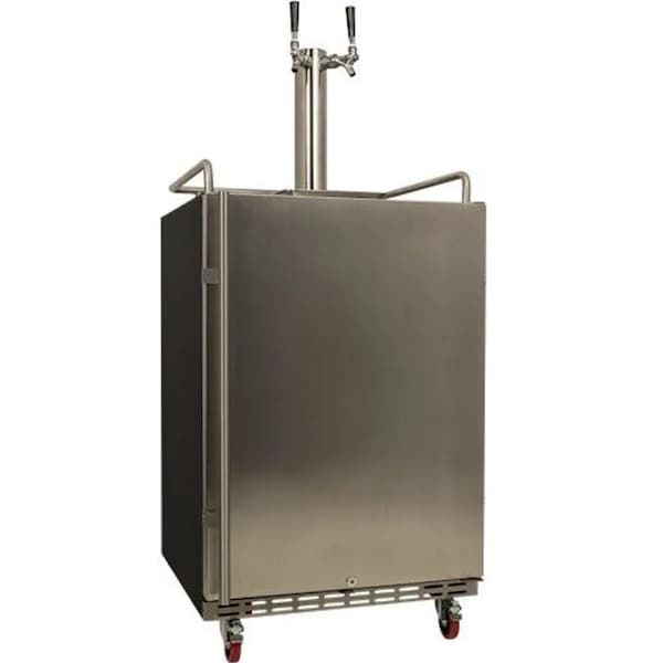 Edgestar 24 Inch Wide Double Tap Kegerator for Full Size Kegs with Electronic Control Panel - KC7000SSTWIN