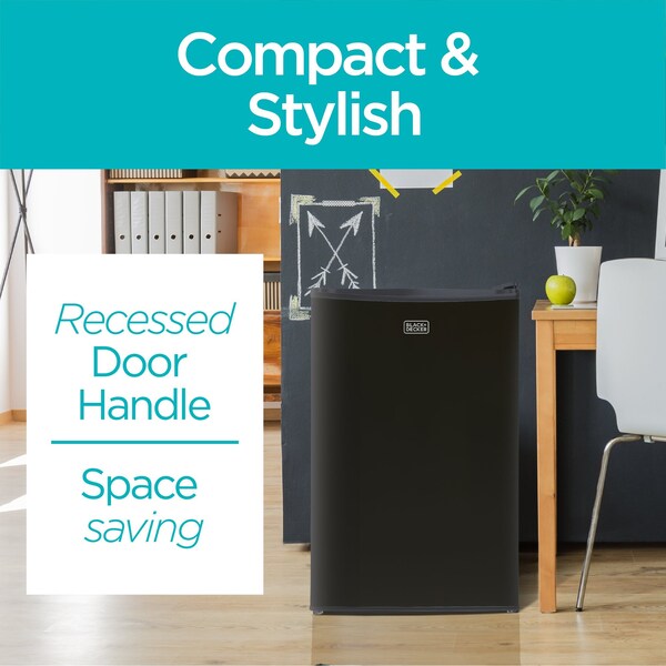 Black & Decker Compact Refrigerator Energy Star Single Door Mini Fridge with Freezer, 4.3 Cubic Ft., Black - BCRK43B