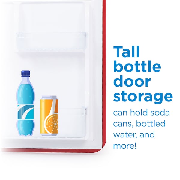 Commercial Cool 1.6 Cu. Ft. Refrigerator, Vintage Style Refrigerator, Small Refrigerator With Freezer, Red - CCRR16HR