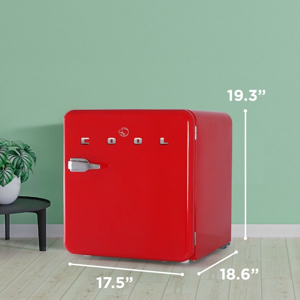 Commercial Cool 1.6 Cu. Ft. Refrigerator, Vintage Style Refrigerator, Small Refrigerator With Freezer, Red - CCRR16HR