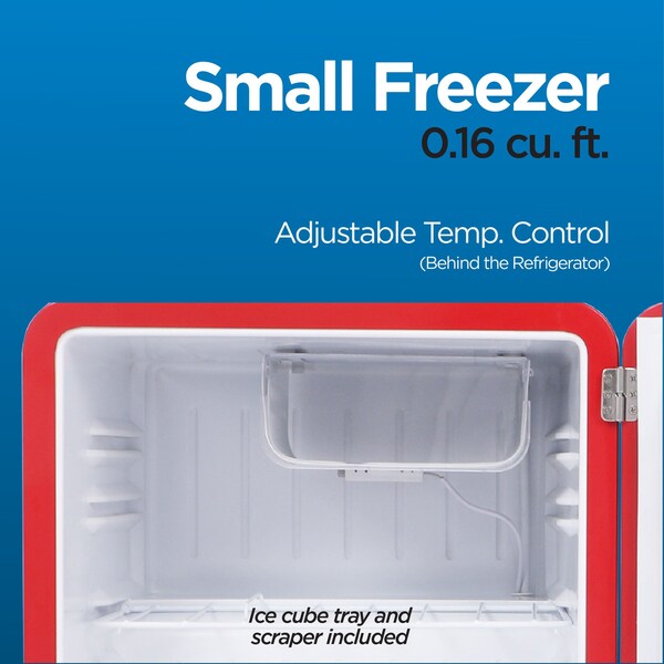 Commercial Cool 1.6 Cu. Ft. Refrigerator, Vintage Style Refrigerator, Small Refrigerator With Freezer, Red - CCRR16HR