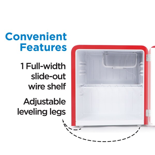 Commercial Cool 1.6 Cu. Ft. Refrigerator, Vintage Style Refrigerator, Small Refrigerator With Freezer, Red - CCRR16HR