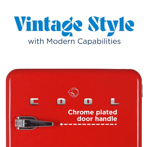 Commercial Cool 1.6 Cu. Ft. Refrigerator, Vintage Style Refrigerator, Small Refrigerator With Freezer, Red - CCRR16HR