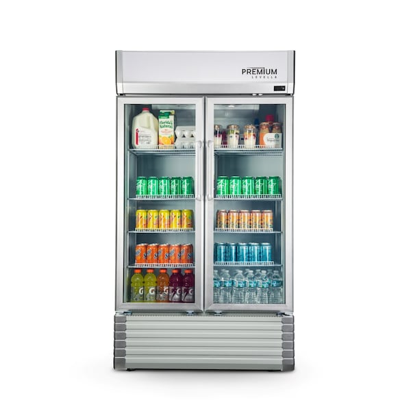 Premium Levella Premium Levella 16 cu. ft. Commercial Display Refrigerator Two Glass Door Merchandiser in Silver - PRN165DX