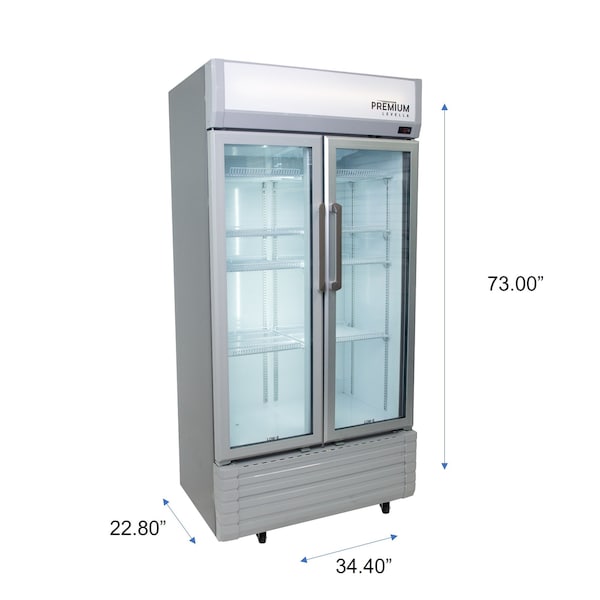 Premium Levella Premium Levella 16 cu. ft. Commercial Display Refrigerator Two Glass Door Merchandiser in Silver - PRN165DX