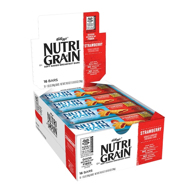 Kellogg's Barra de Cereal Nutri-Grain de Fresa 1.55 oz, paquete de 96 - 3800059772
