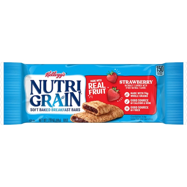 Kellogg's Barra de Cereal Nutri-Grain de Fresa 1.55 oz, paquete de 96 - 3800059772