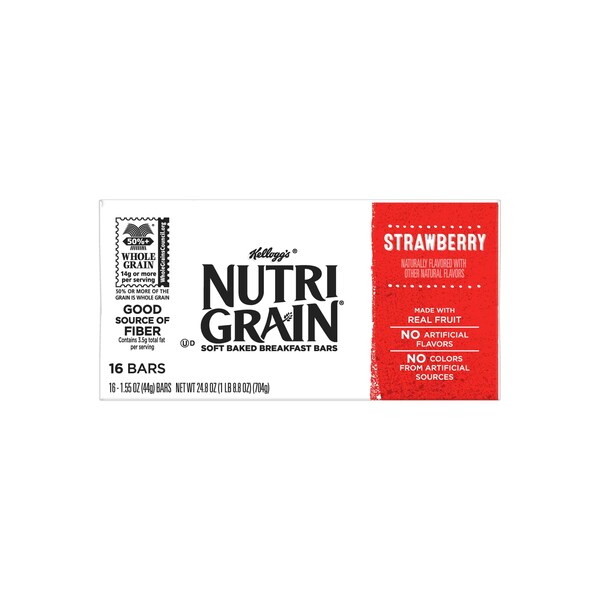 Kellogg's Barra de Cereal Nutri-Grain de Fresa 1.55 oz, paquete de 96 - 3800059772