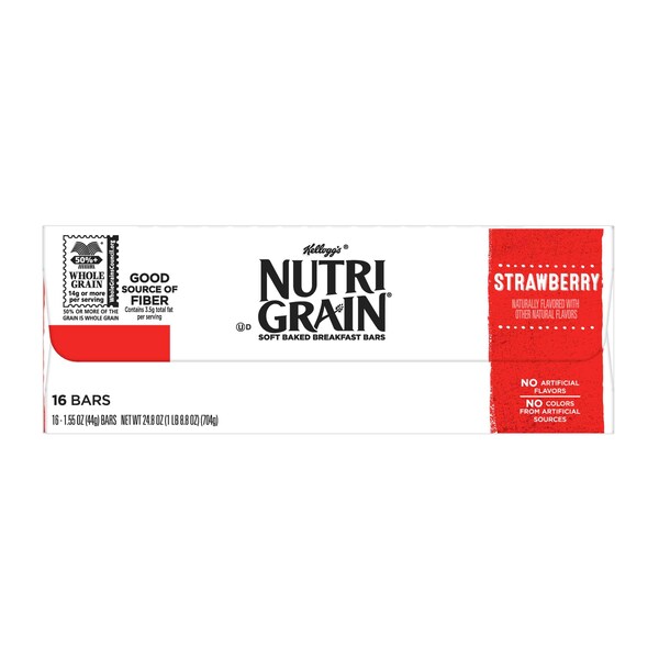 Kellogg's Barra de Cereal Nutri-Grain de Fresa 1.55 oz, paquete de 96 - 3800059772