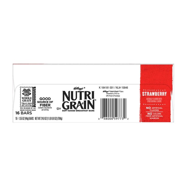 Kellogg's Barra de Cereal Nutri-Grain de Fresa 1.55 oz, paquete de 96 - 3800059772