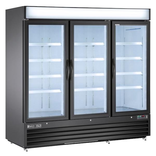 Maxx Cold Freezer 72 cu.ft., Triple Door, Commercial Merchandiser, Black/Glass - MXM3-72FB