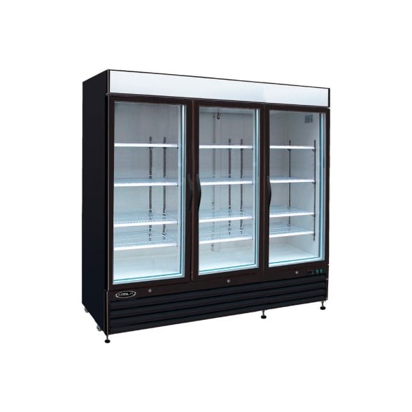Mvp Group Corporation Kool-It KGF-72 - Freezer Merchandiser, 72 Cu. Ft., 3 Glass Doors, Black, 79-1/2"H x 81"W - KGF-72
